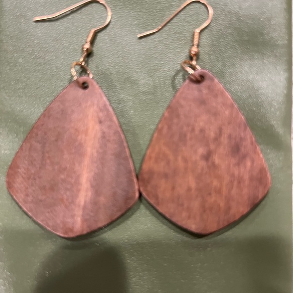Brown Wooden Dangle Earrings - Picture 4 of 4
